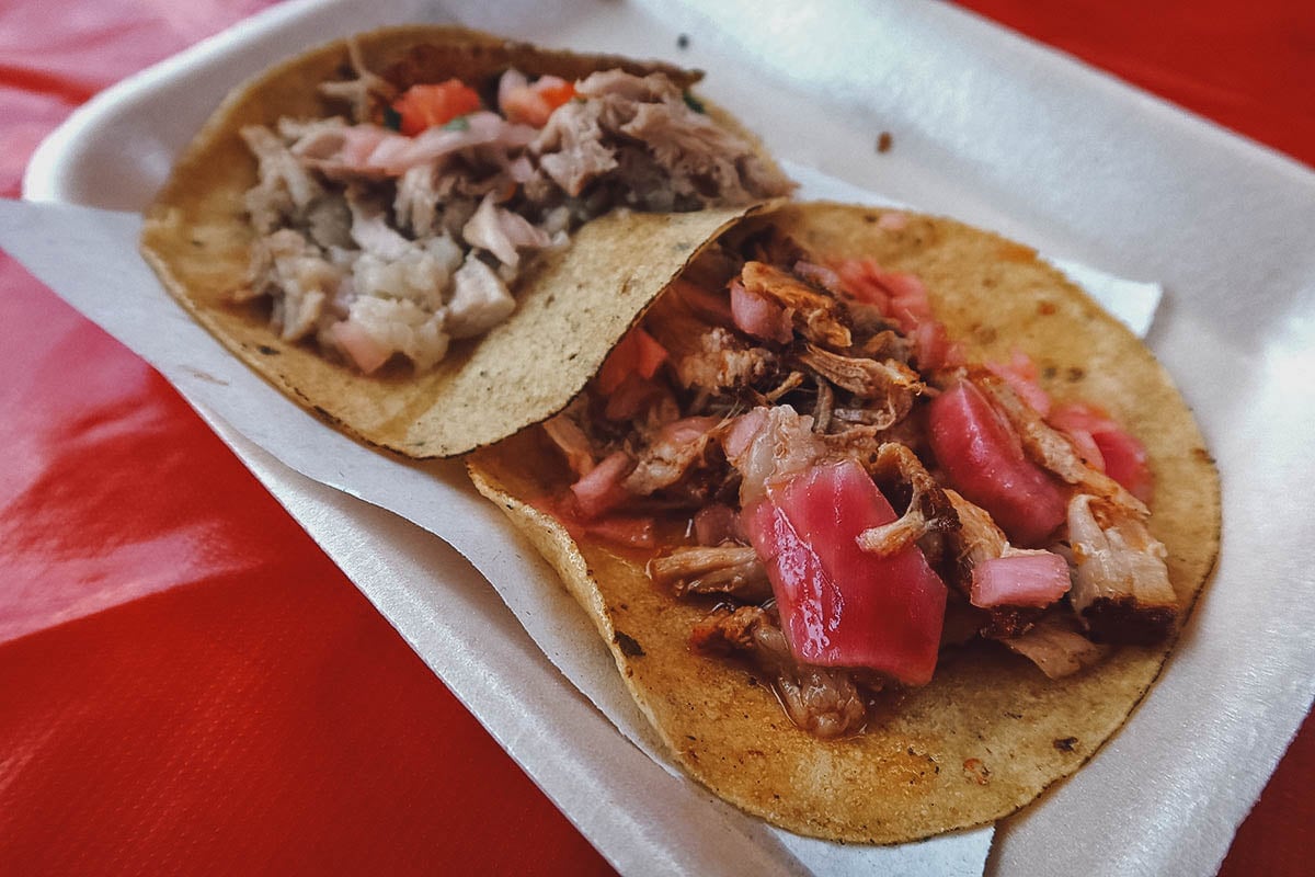Street tacos from a restaurant in Merida