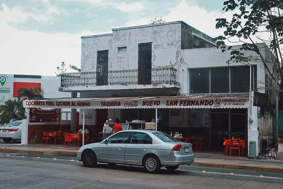 Taqueria Nuevo San Fernando restaurant exterior in Merida