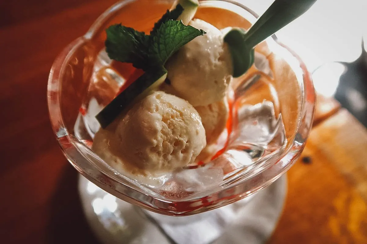 The Best Valladolid Restaurants Queso de bola ice cream at a restaurant in Valladolid