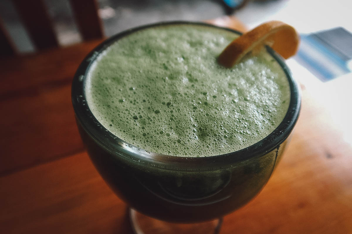 Chaya con piña at a restaurant in Valladolid