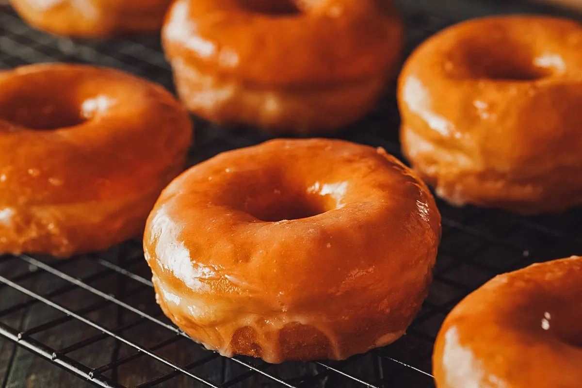 Tray of glazed donuts