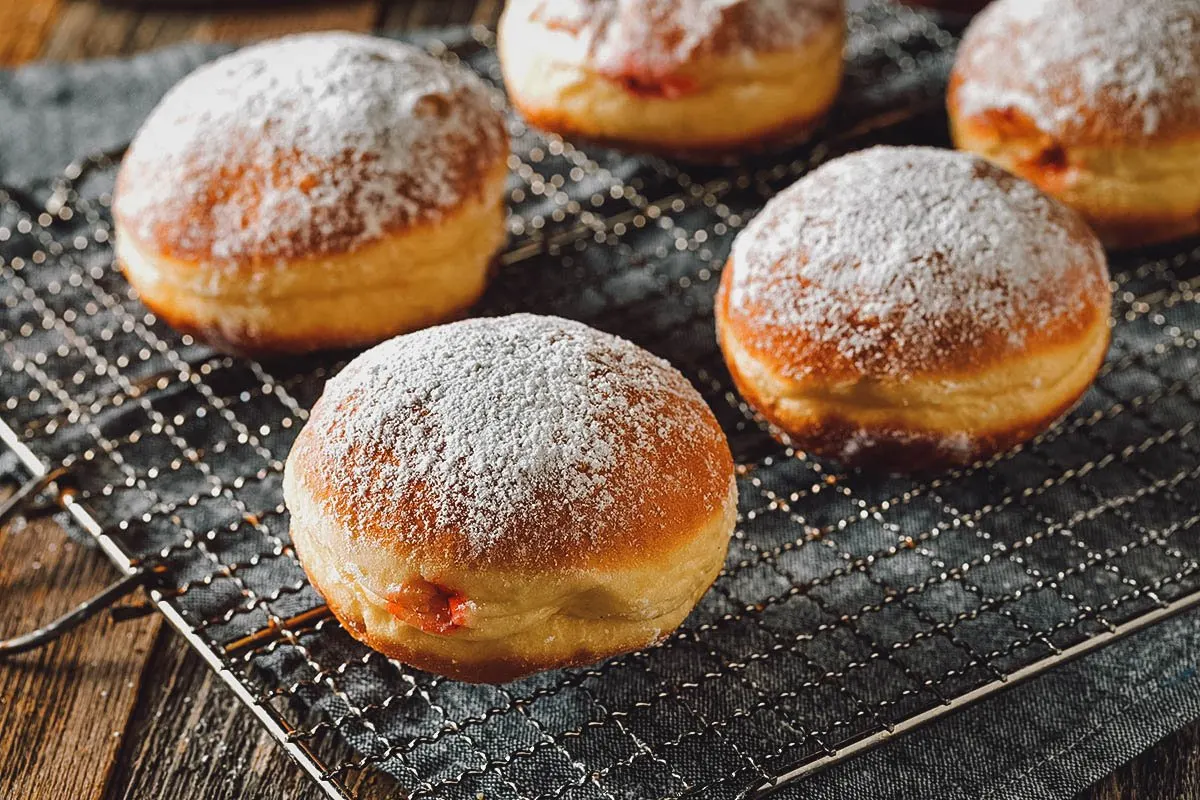 Tray of krafne donuts