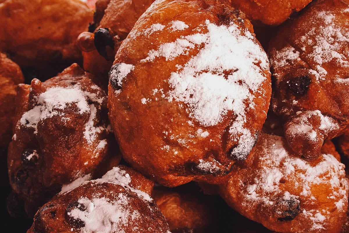 Mound of oliebollen donuts