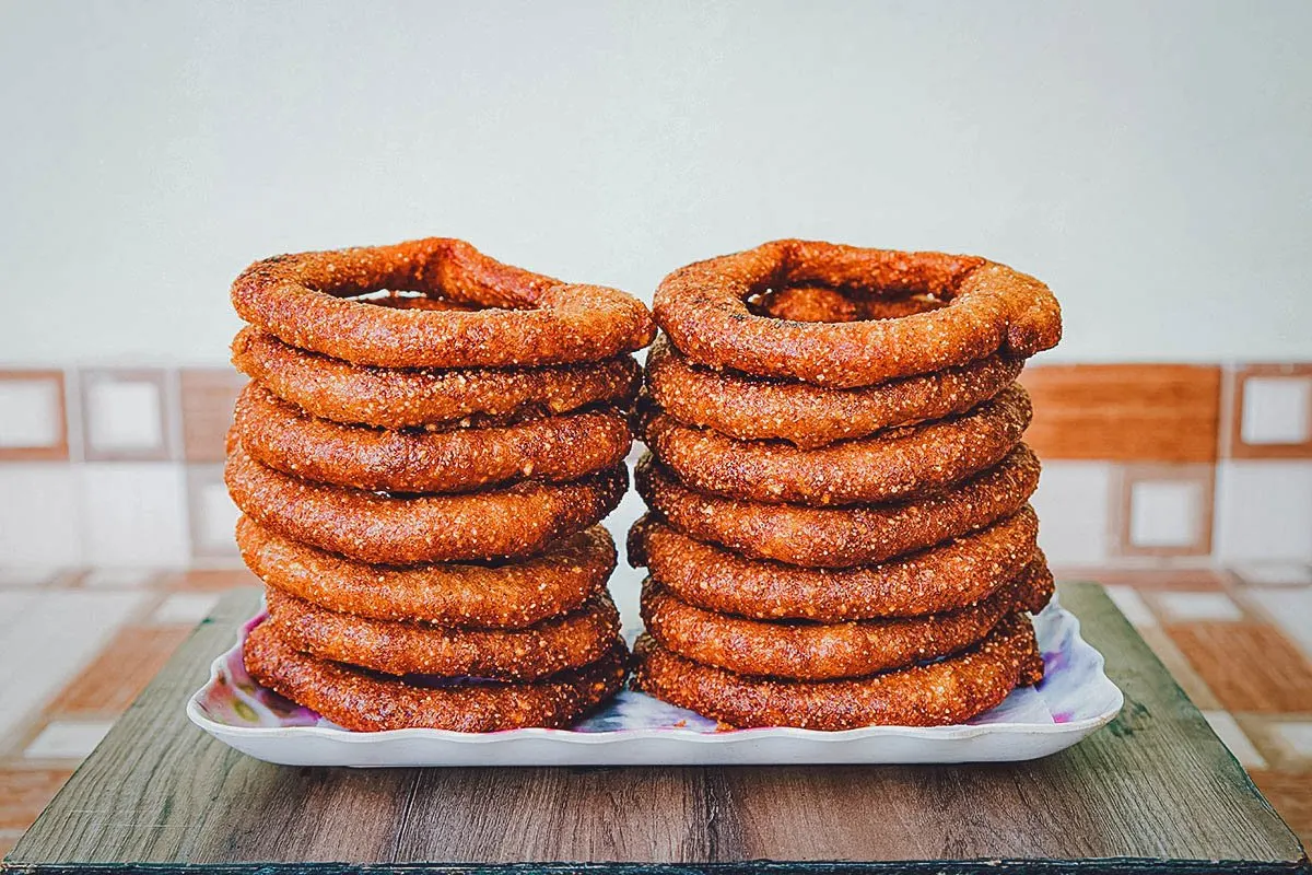 Stack of sel roti donuts