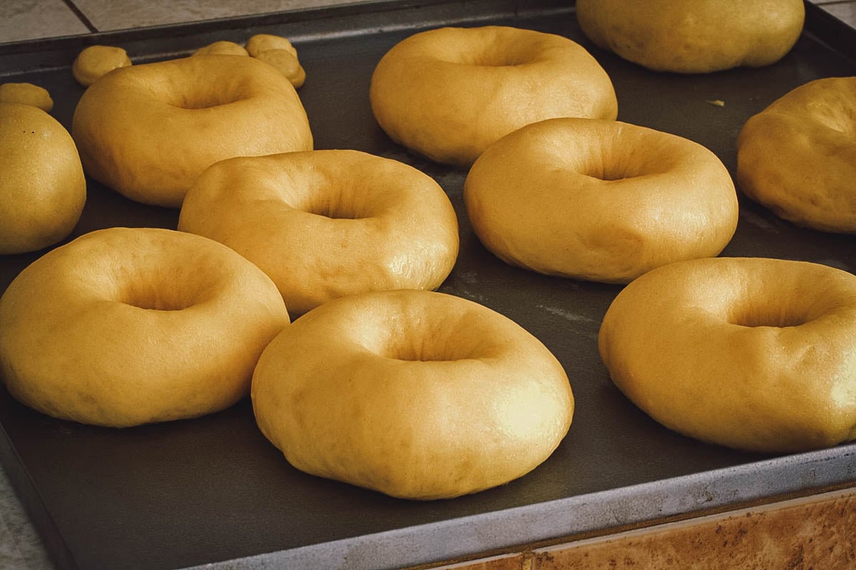 Tray of potato donuts