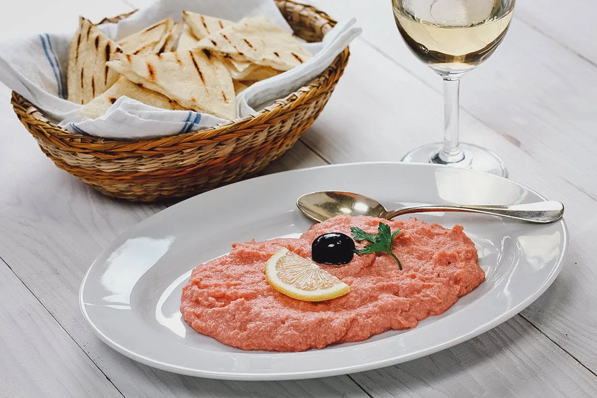 Greek Food Guide: 20 Must-Try Dishes in Greece Taramasalata, a type of Greek dip made with salted and cured roe