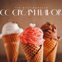 Three ice cream cones with different flavors