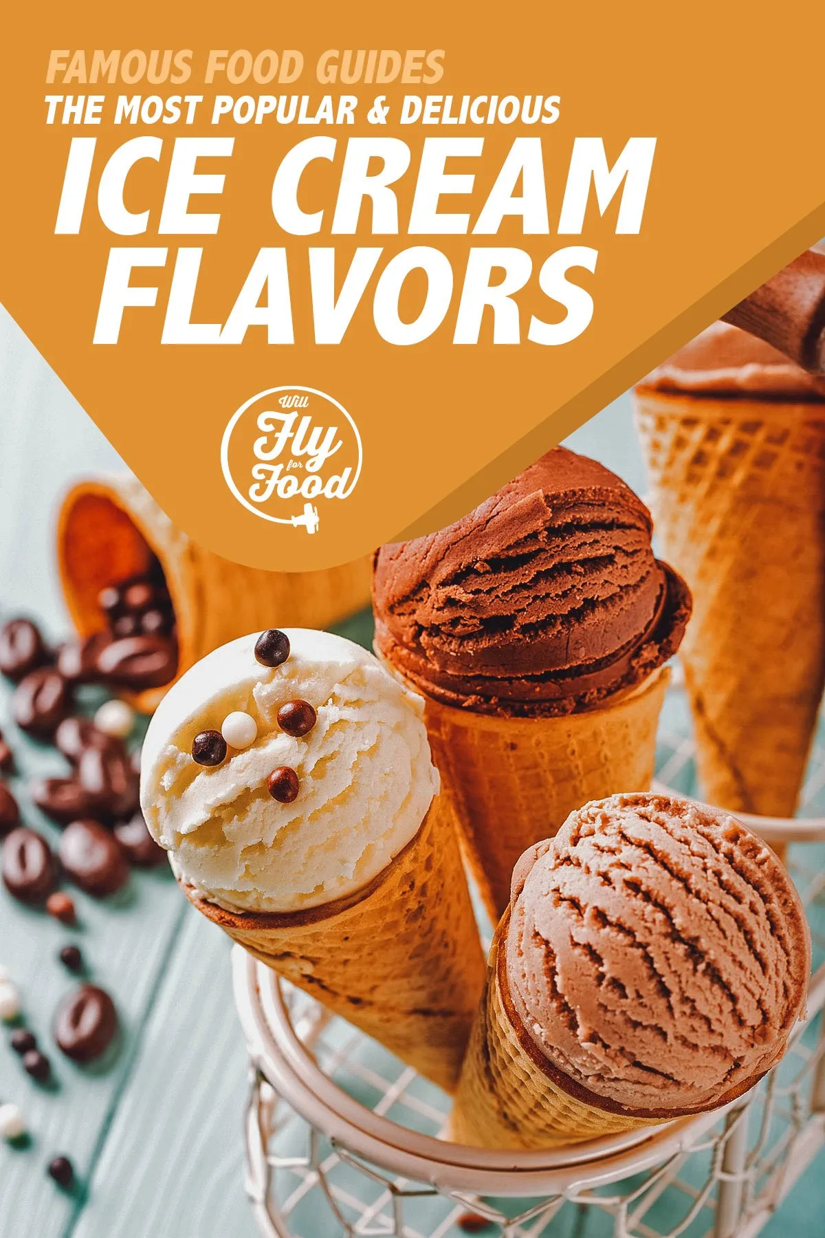Cones with different ice cream flavors