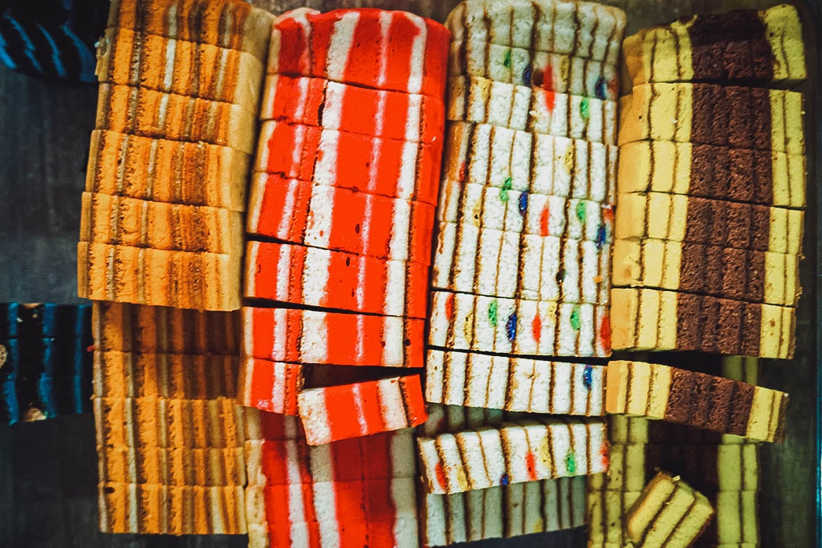 Colorful Malaysian kek lapis sarawak cakes