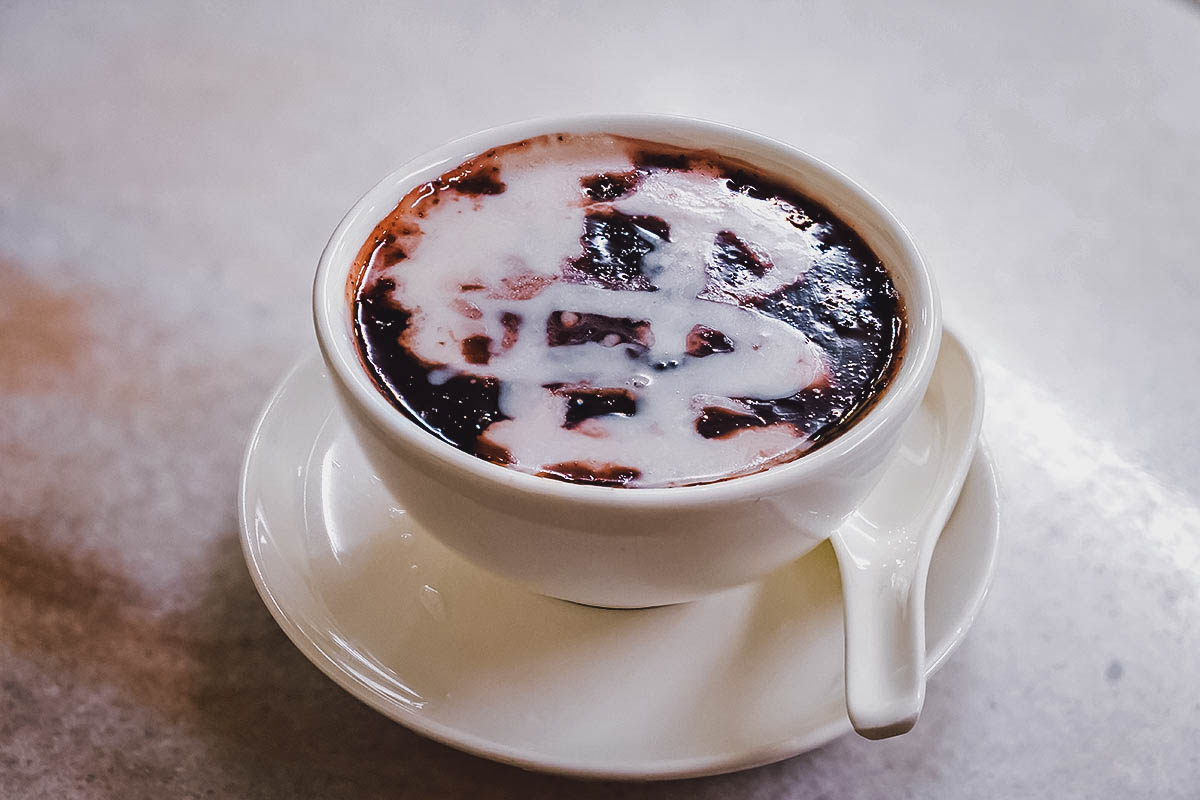 Bubur pulut hitam, a Malaysian dessert porridge