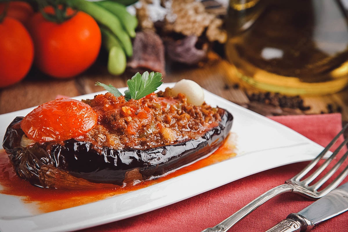 Turkish eggplant stuffed with ground beef