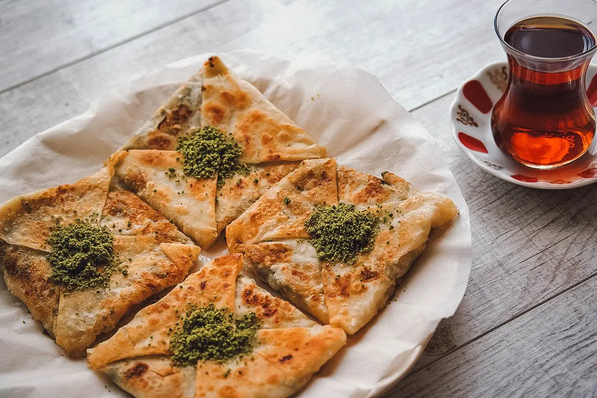 Turkish Food Katmer, a traditional Turkish breakfast dish from Gaziantep