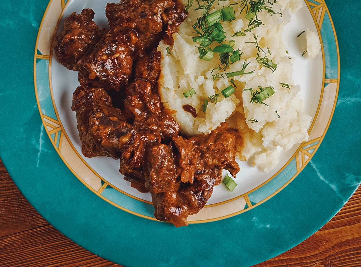 Belgian carbonnade a la flamande with stoemp