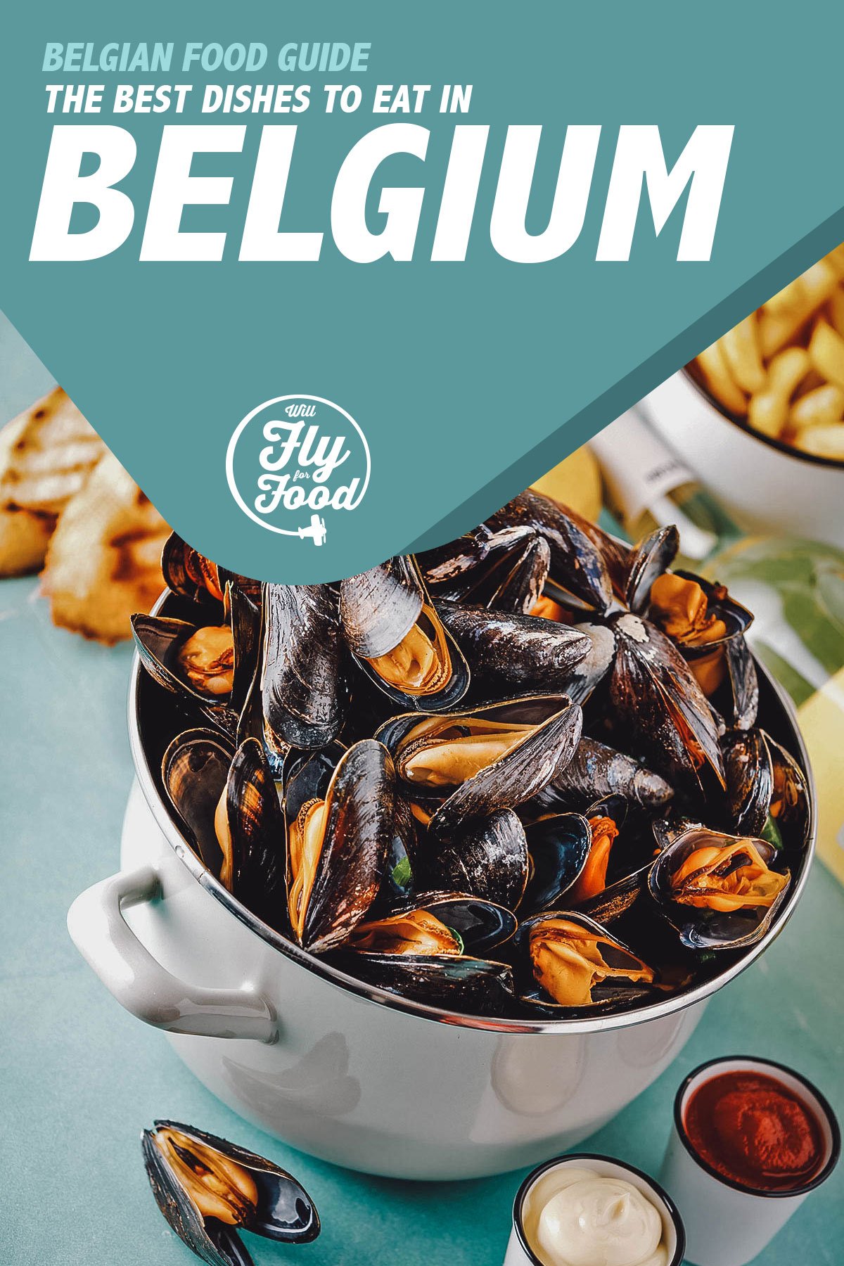 Pot of mussels and fries in Belgium