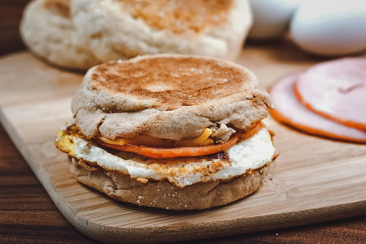 English muffin breakfast sandwich