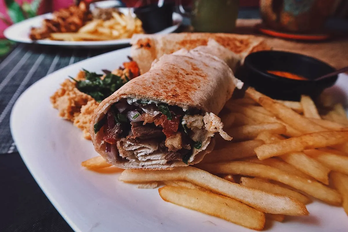 Shawarma at Rey del Kebab restaurant in Queretaro