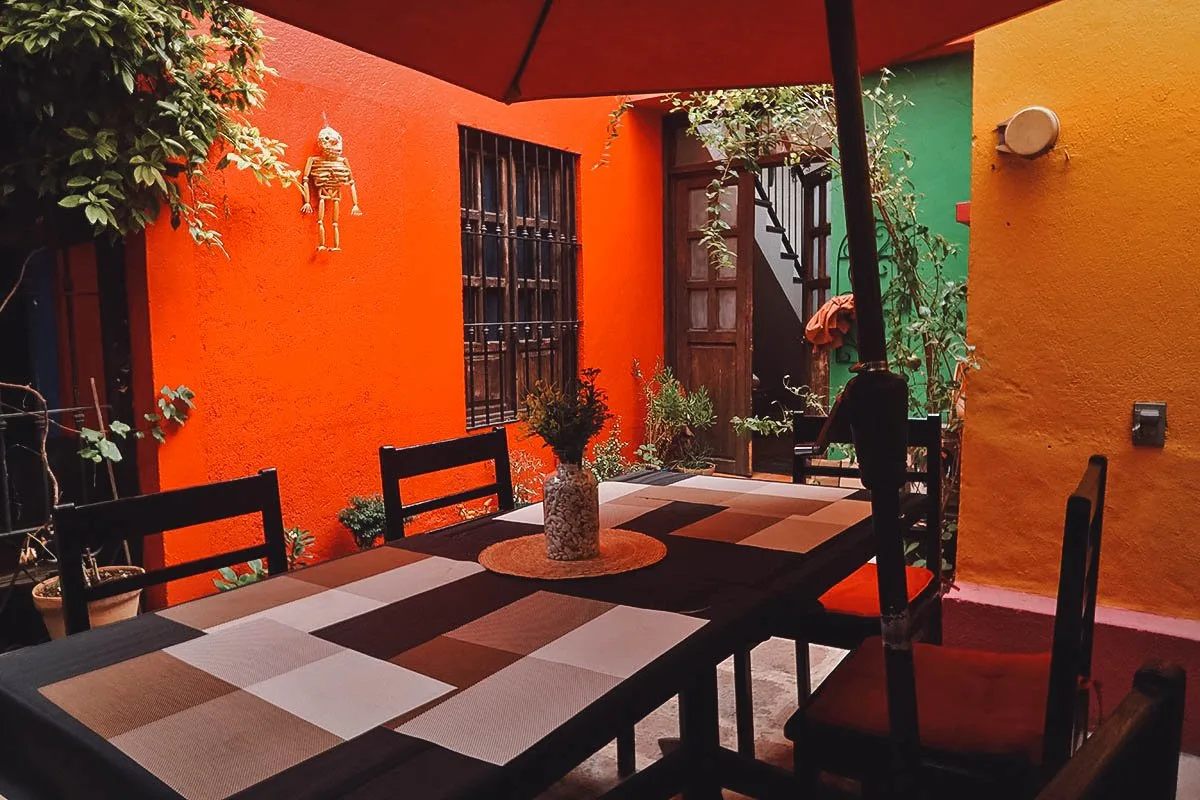Dining table at El Pueblito de La Cruz in Queretaro