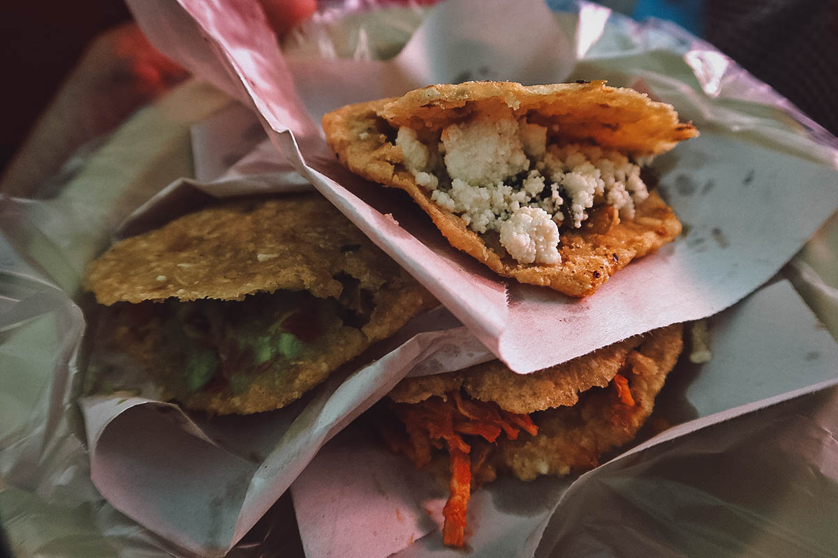 Trio of gorditas at Gorditas del Andador in Queretaro