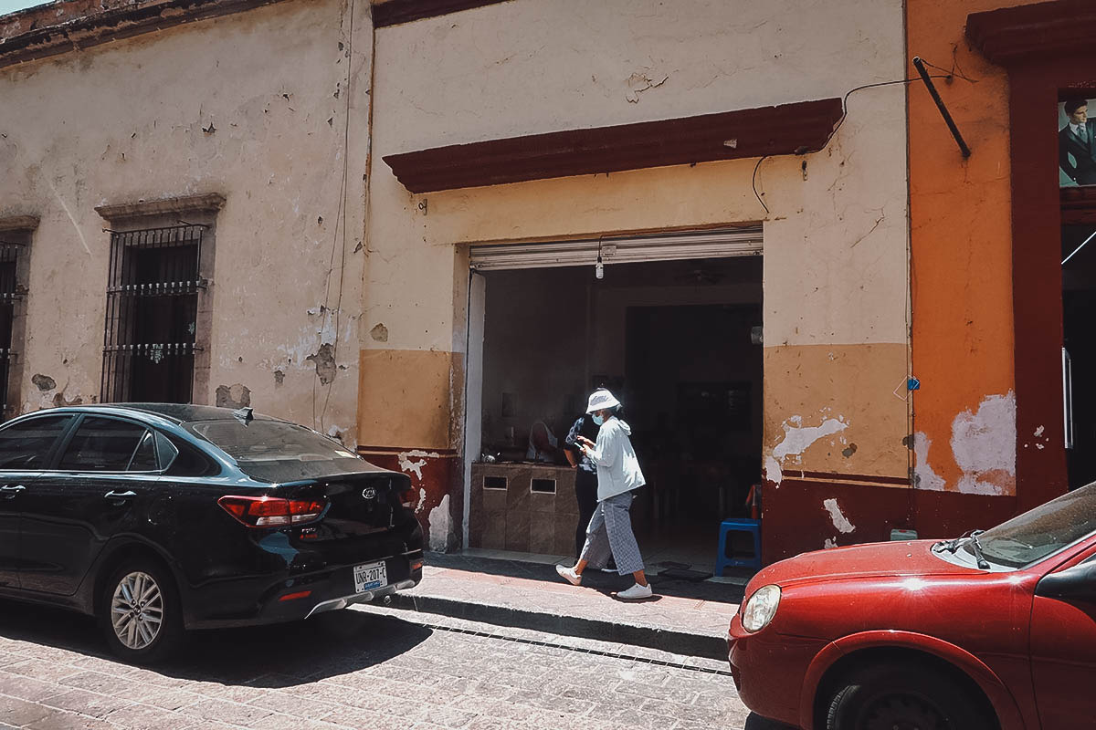 Entrance to Gorditas los Pinos restaurant in Queretaro