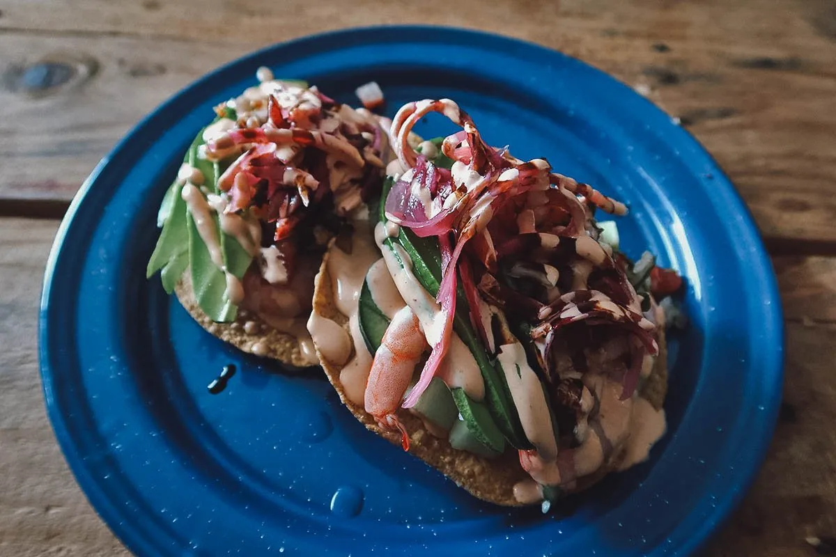 Shrimp tostadas at Mr Jaibo in Queretaro