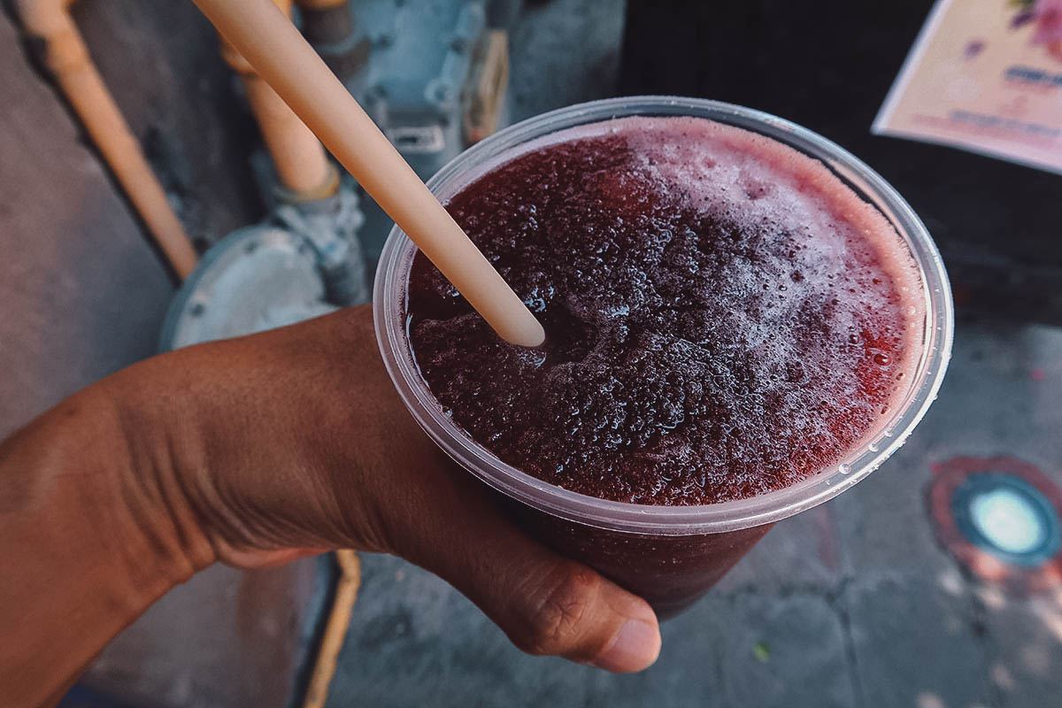 Wine and lime slushie at Neveria Galy in Queretaro