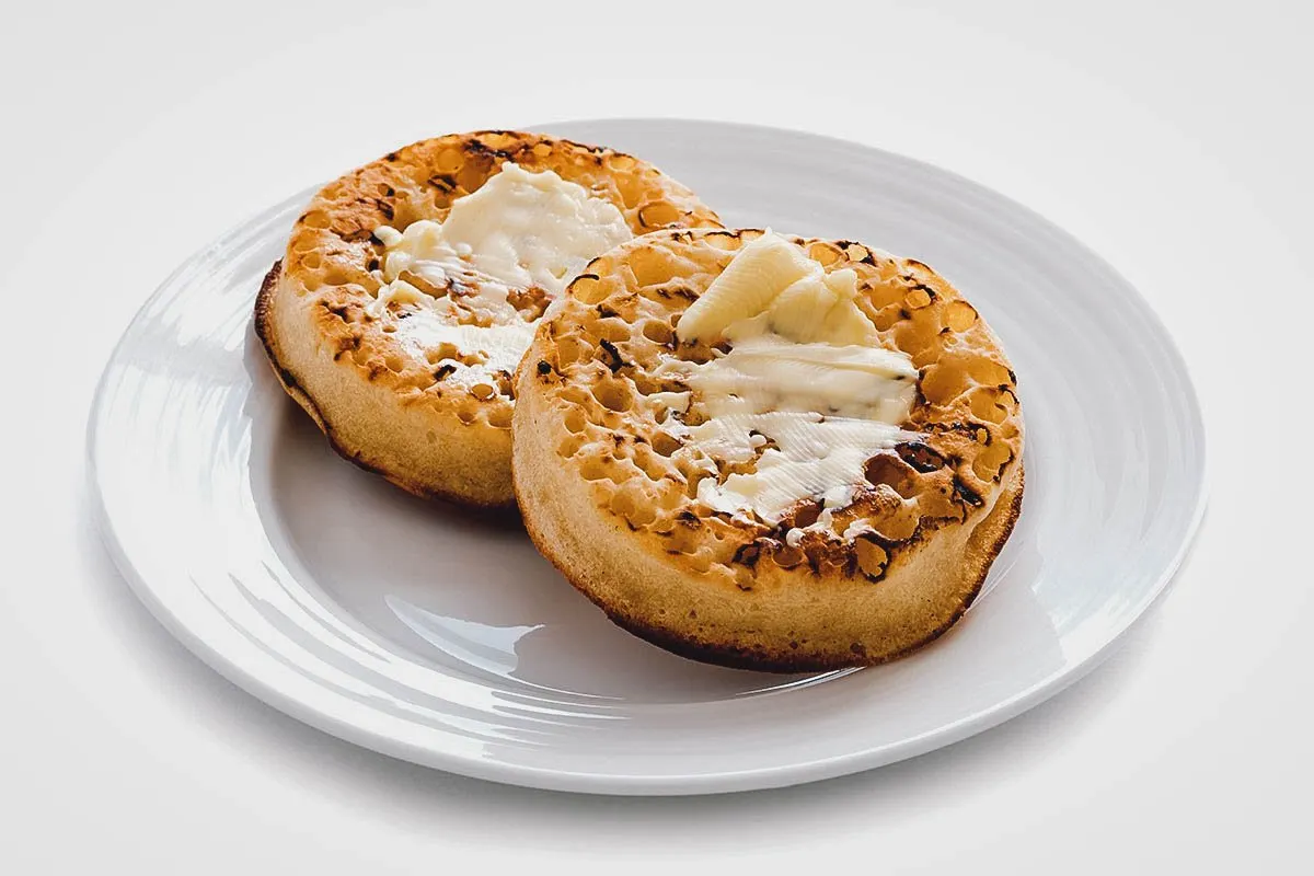 Types of Bread Crumpets with butter