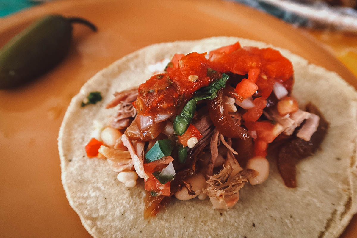 Carnitas taco at El Michoacano