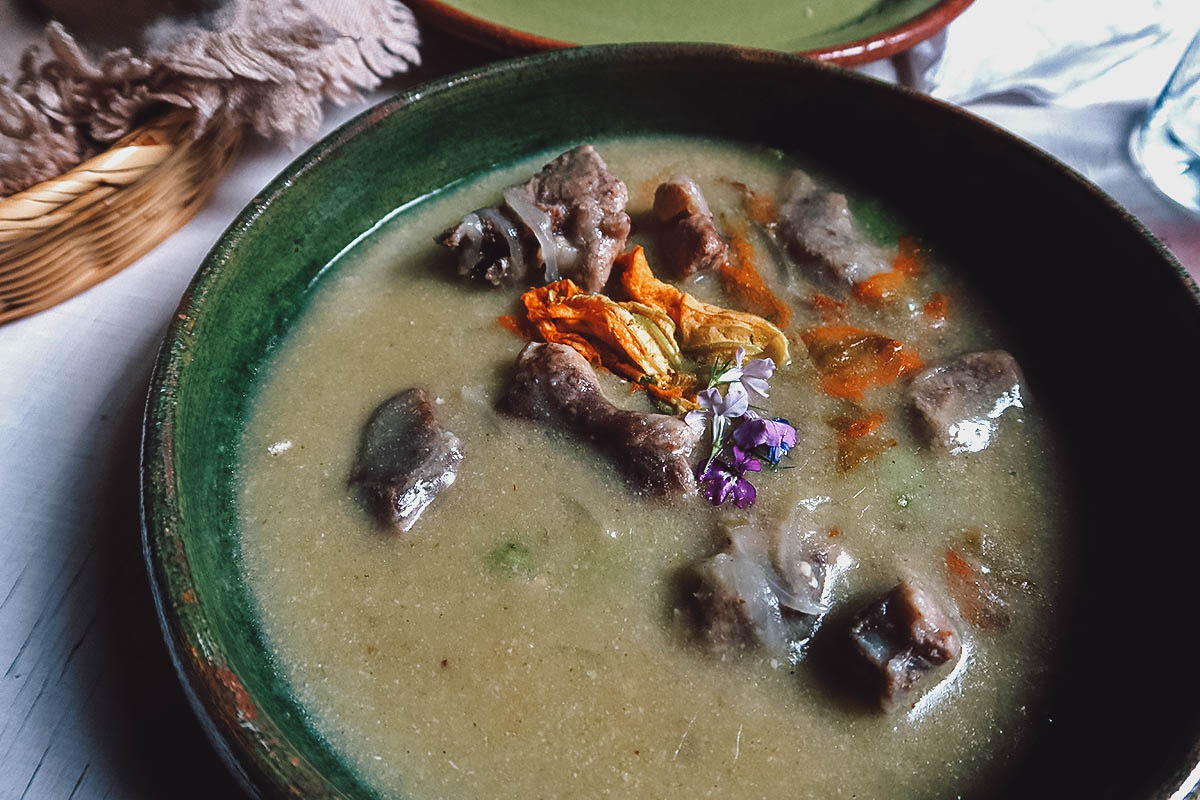 Bowl of atapakua in Morelia, Michoacan