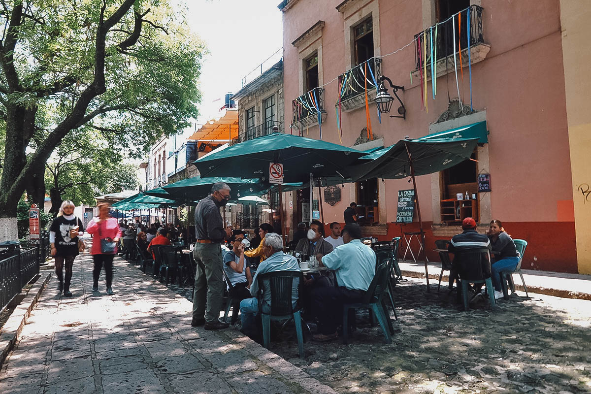 Outdoor seating at La Casona de las Rosas