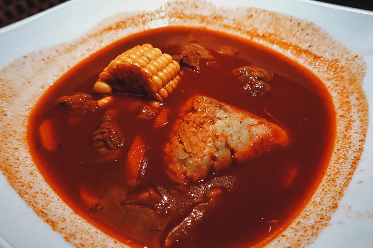 Bowl of churipo at a restaurant in Morelia, Michoacan