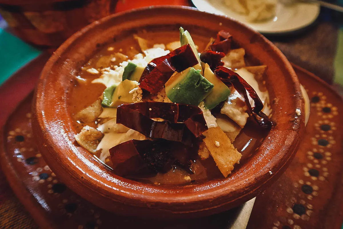 Sopa tarasca at a restaurant in Morelia, Michoacan