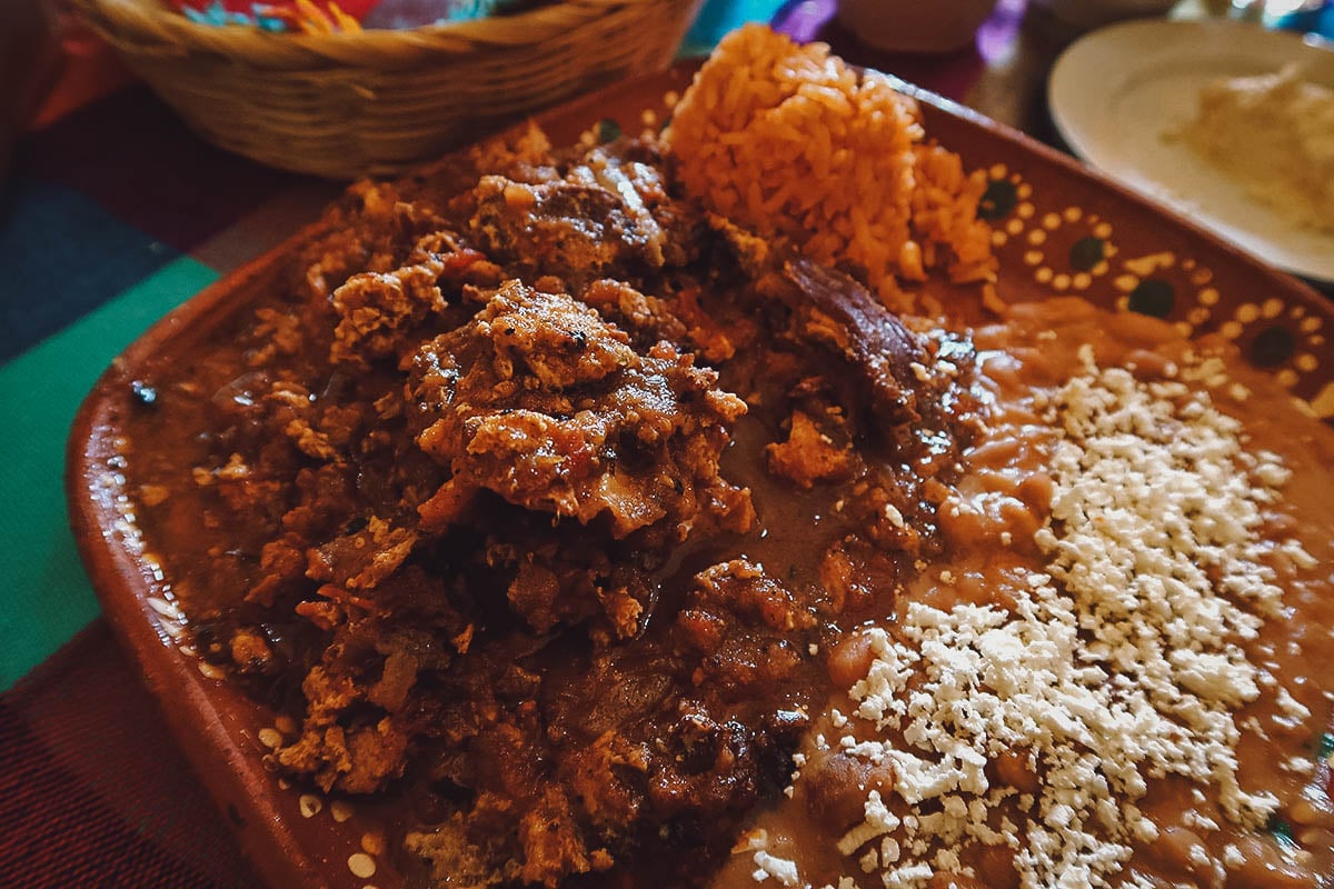 Aporreadillo at a restaurant in Morelia, Michoacan