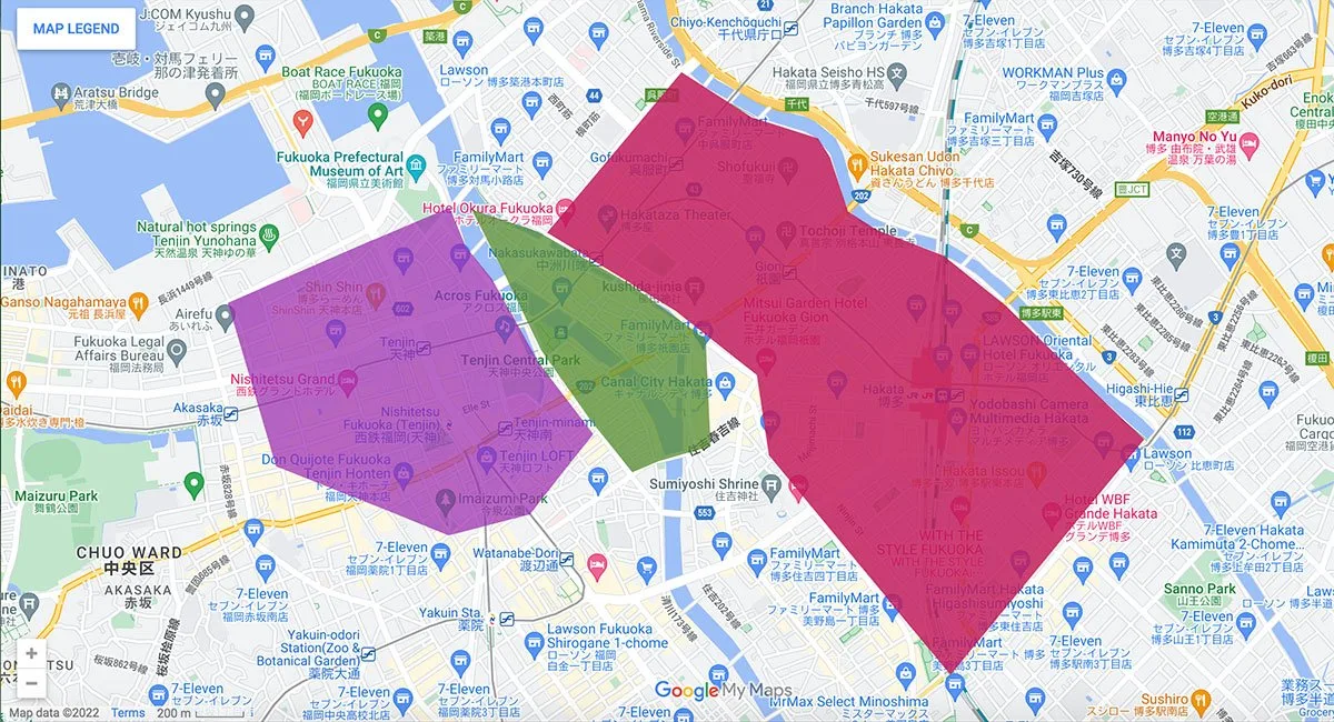 Fukuoka Hotels Fukuoka area map
