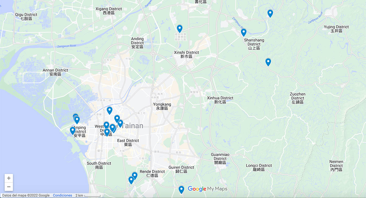 Tainan map with pins