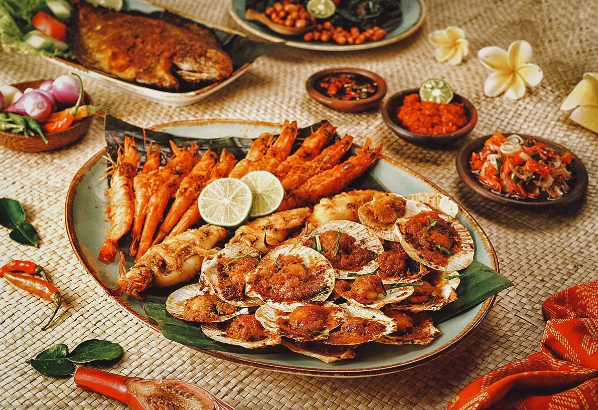 Jimbaran seafood dishes in Bali