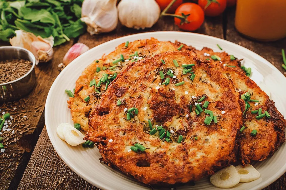 Czech Food Bramboraky or traditional Czech potato pancakes