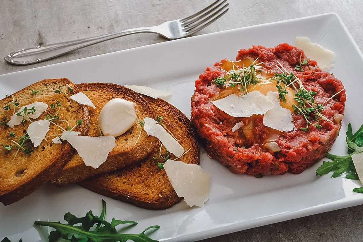 Czech Food Tatarák or Czech steak tartare