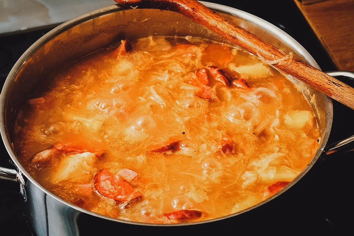 Czech Food Zelnacka or Czech sauerkraut soup