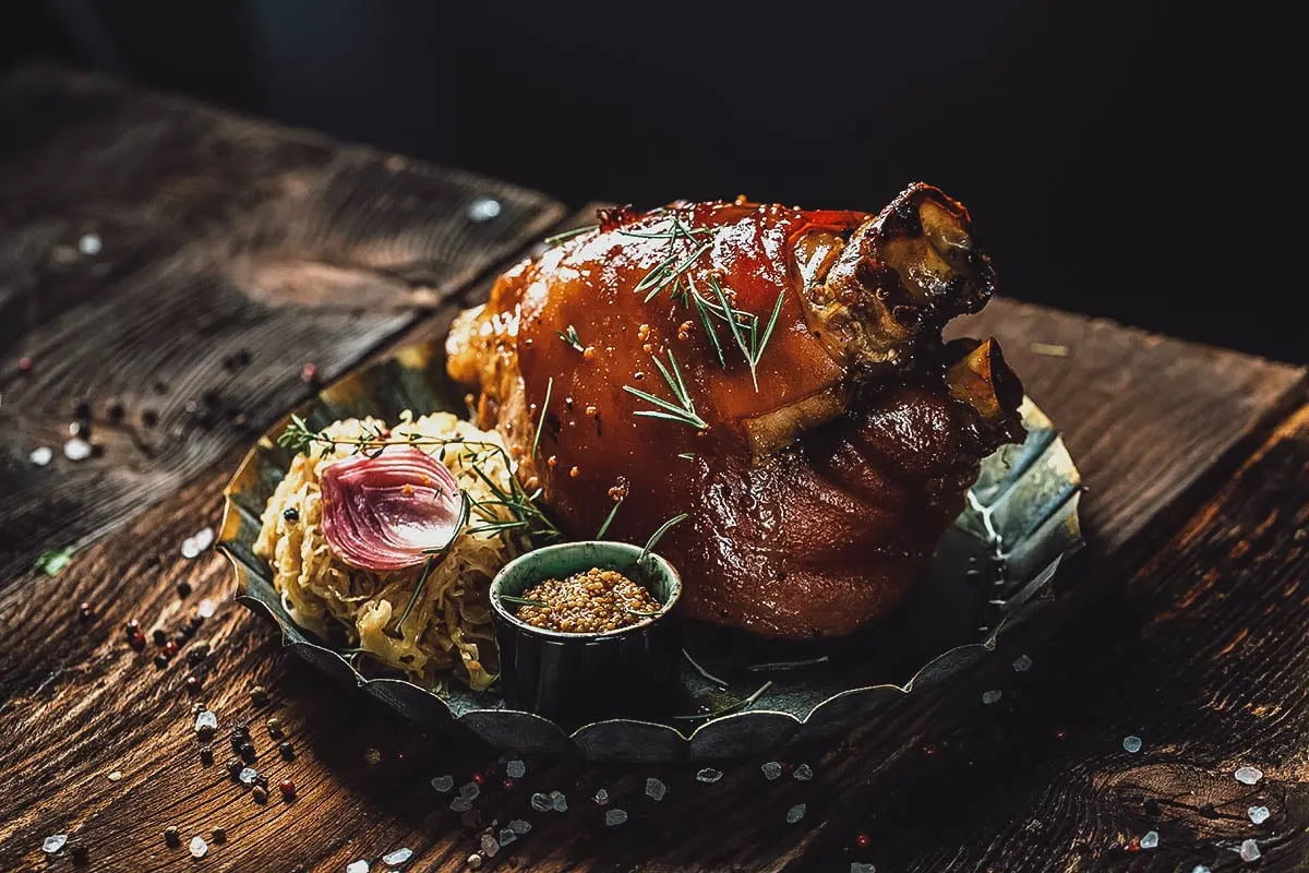 German eisbein with sauerkraut