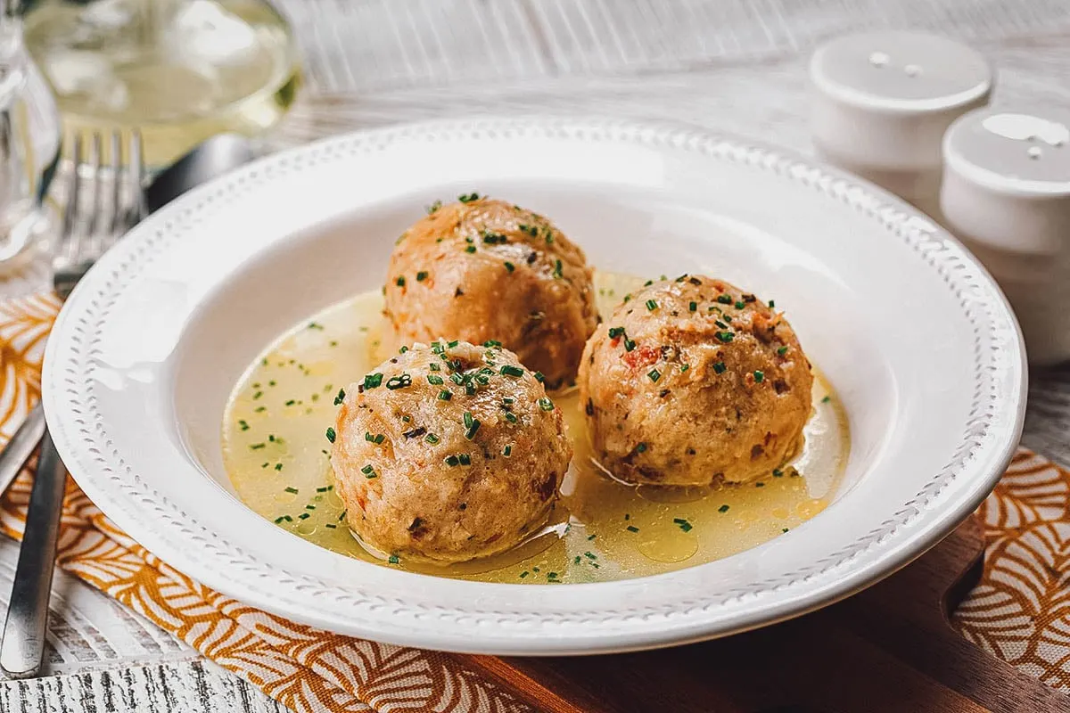 German Food Kartoffelknödel or German potato dumplings