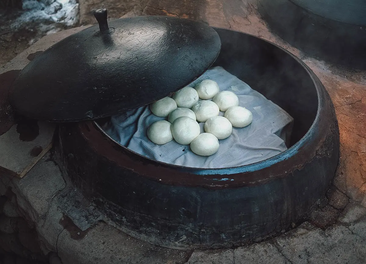 Korean Street Food Jjinppang or Korean steamed buns