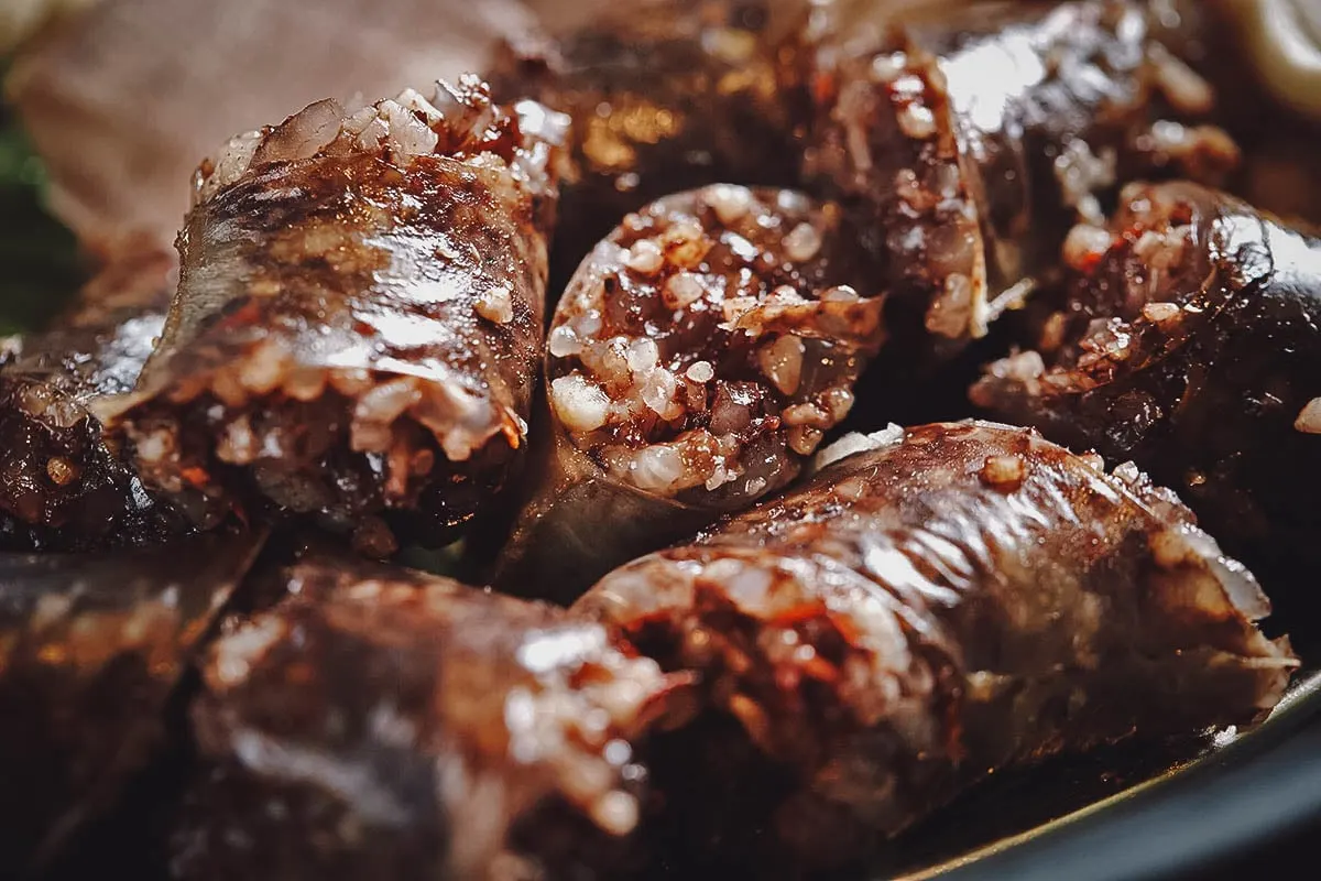 Korean Street Food Soondae or Korean blood sausage with glass noodles