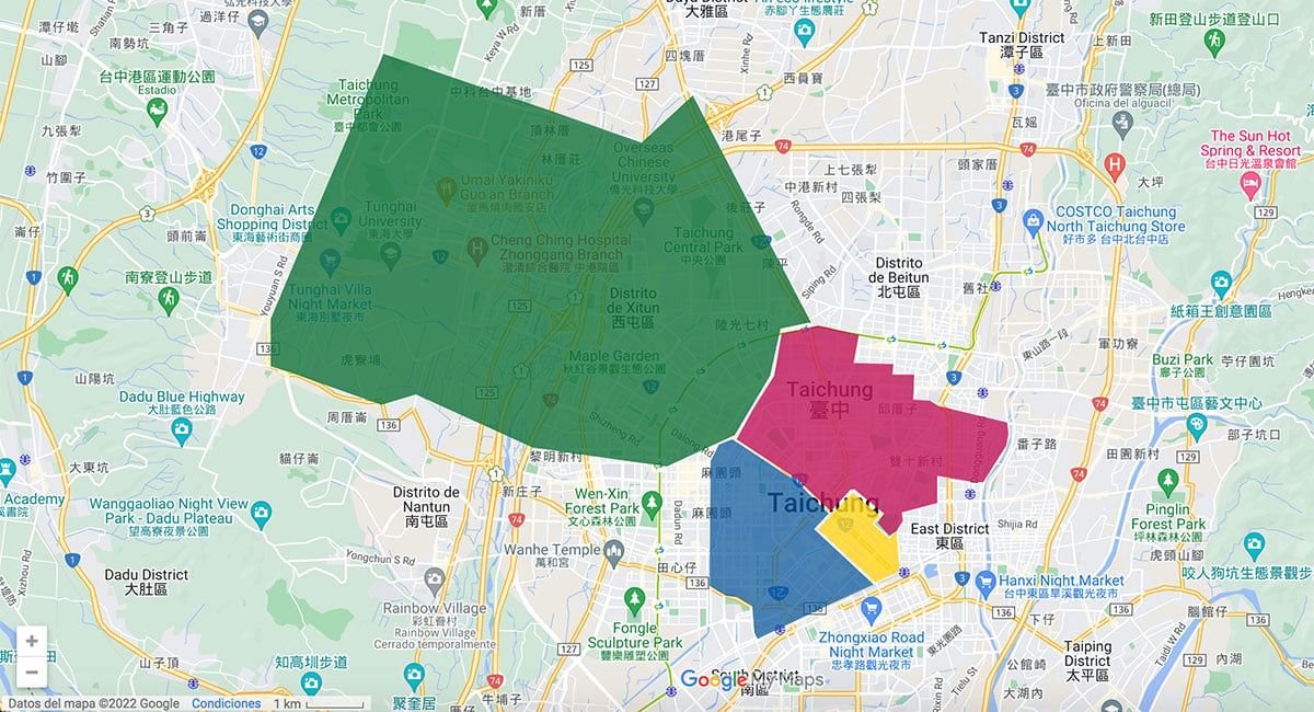 Taichung area map