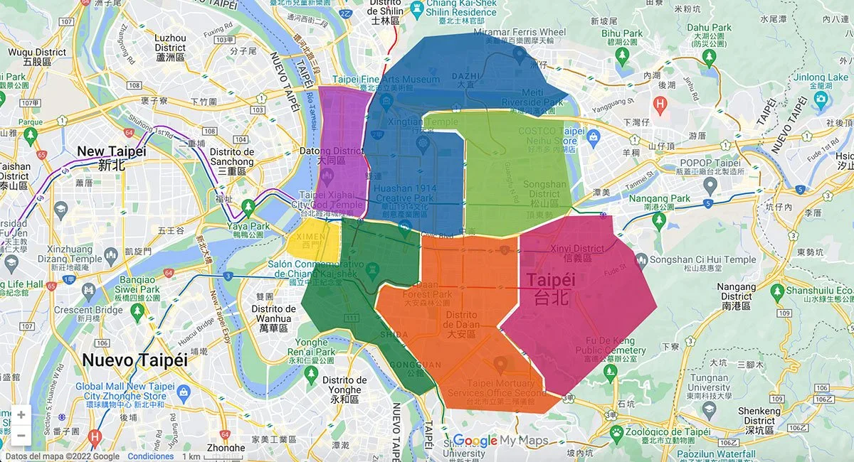 Taipei Hotels Taipei area map