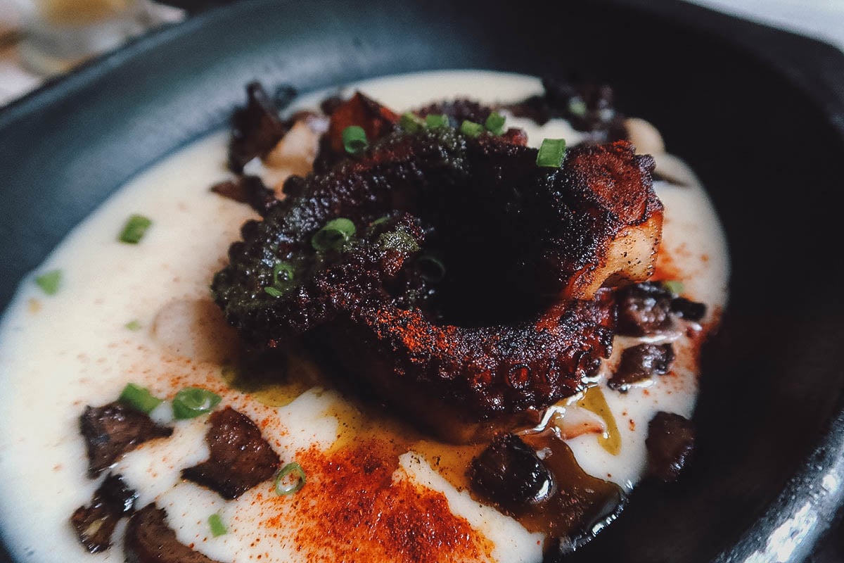 Pulpo dish at Arrabal restaurant in Cartagena