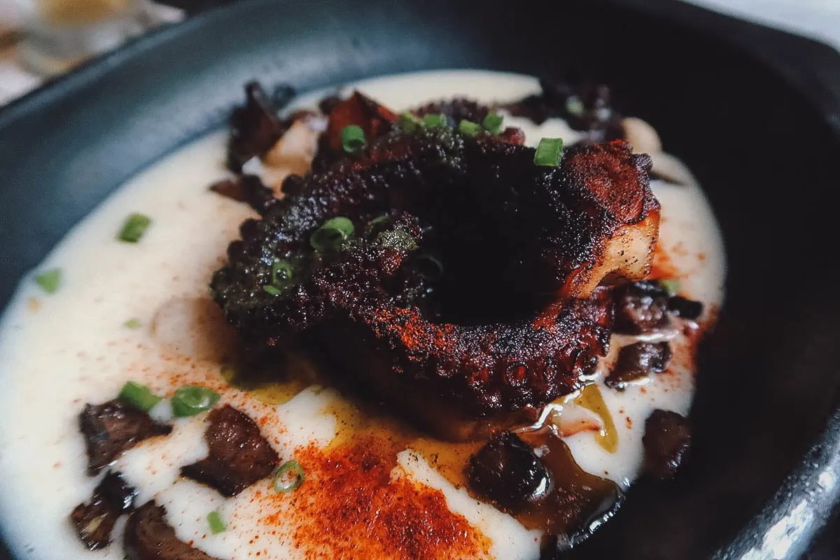 Pulpo dish at Arrabal restaurant in Cartagena