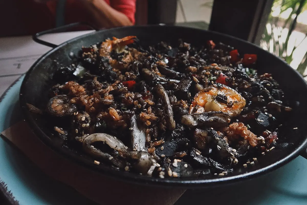 Seafood rice dish at Arrabal restaurant in Cartagena