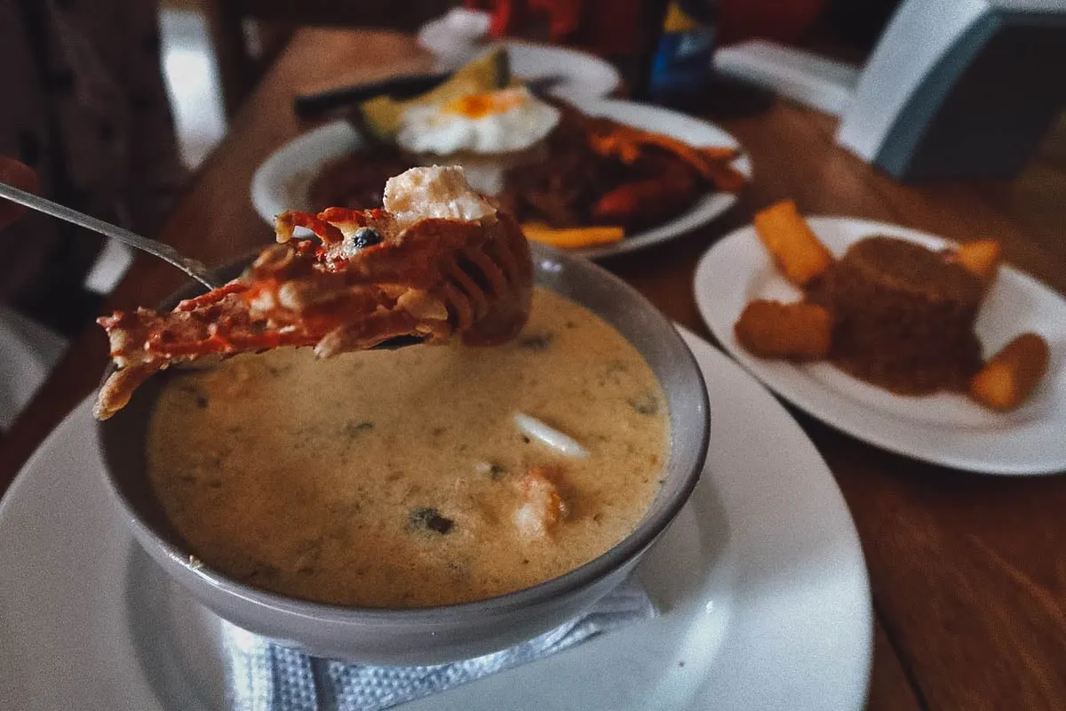 Cazuela de mariscos at the Atahualpa restaurant in Cartagena