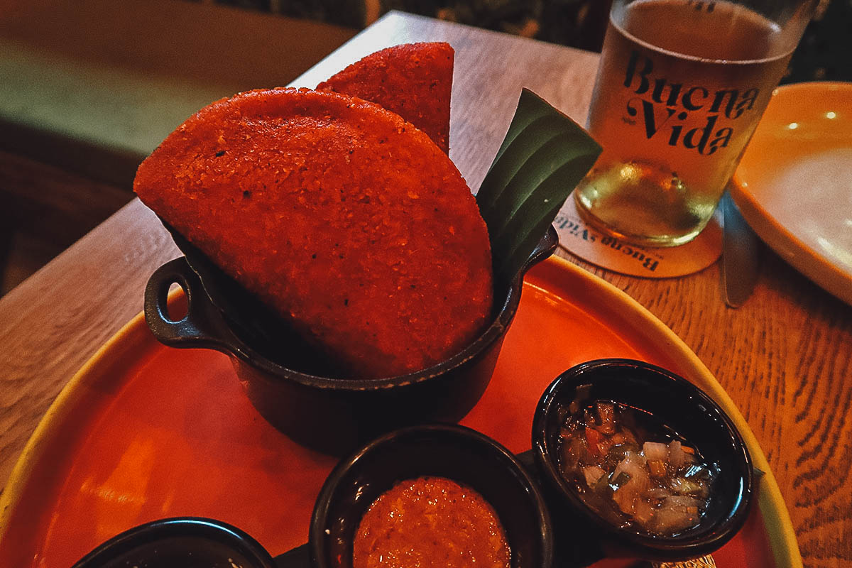 Empanadas at the Buena Vida restaurant in Cartagena