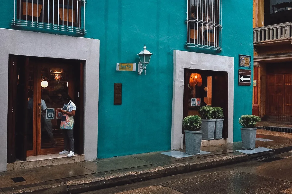 Buena Vida restaurant exterior in Cartagena, Colombia
